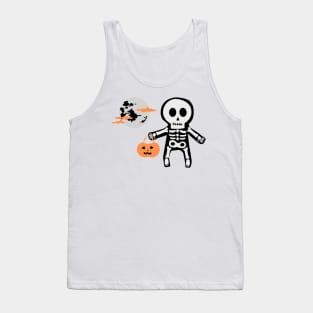 yellow pumpkin white skeleton design Tank Top